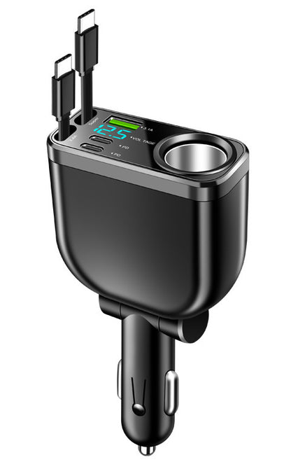 Digital Display Car Charger with Retractable Cable