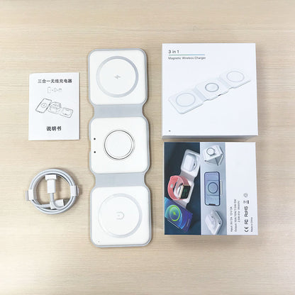 Magnetic three-in-one wireless charger